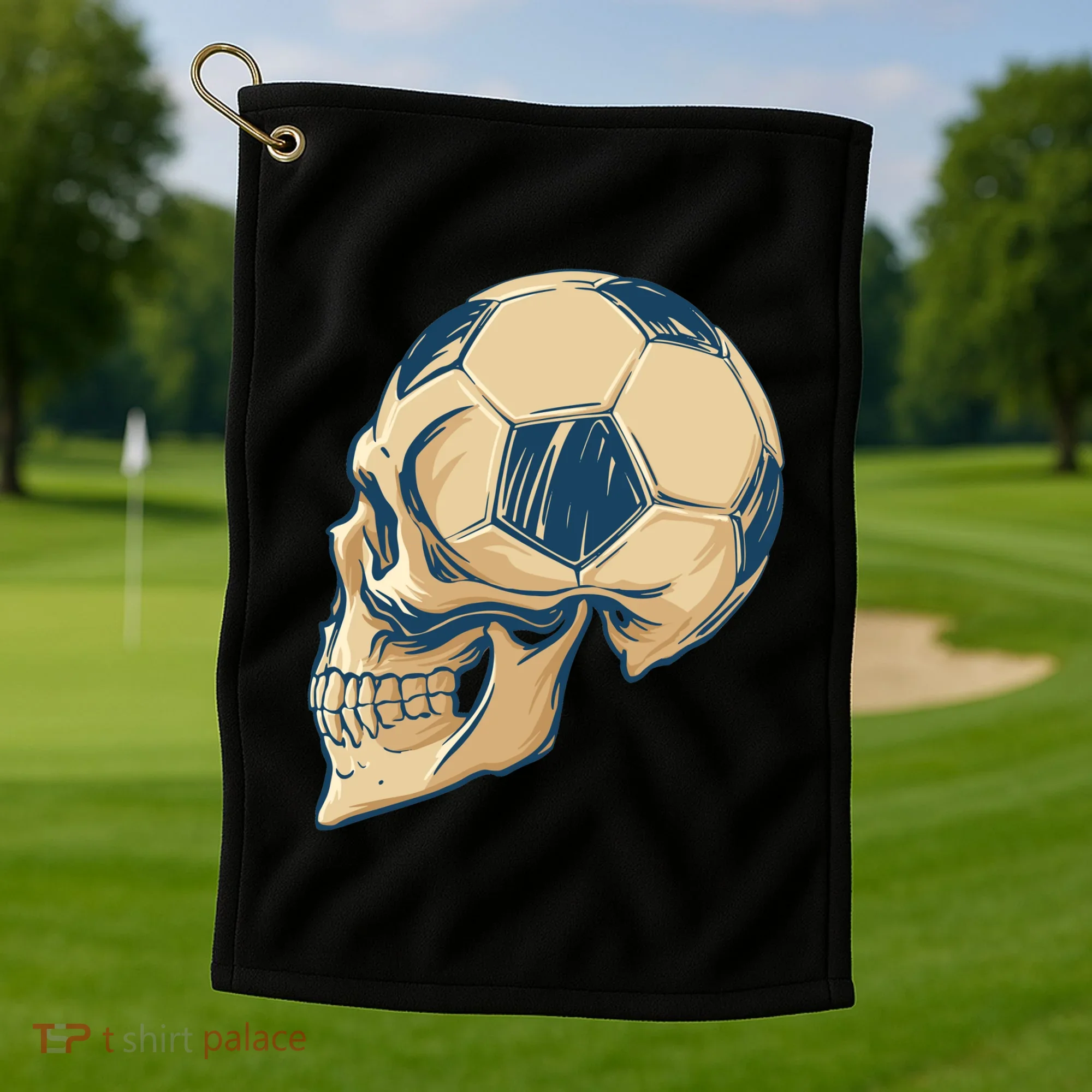 Skull Soccer Ball Golf Towel