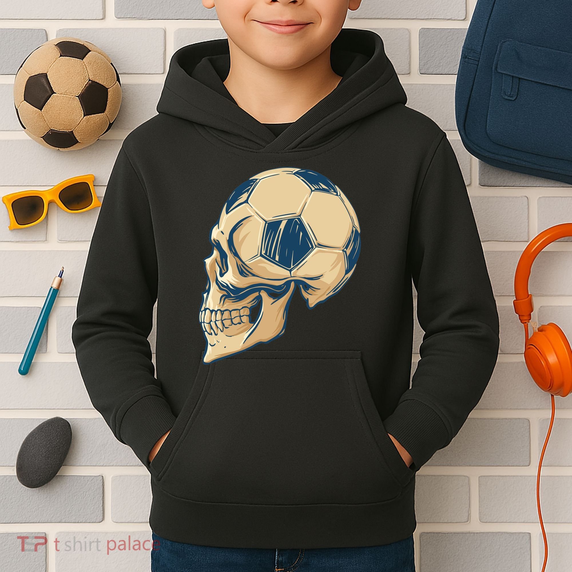 Skull Soccer Ball Kids Hoodie
