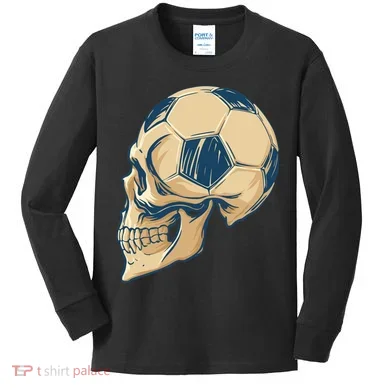Skull Soccer Ball Kids Long Sleeve Shirt