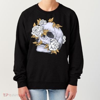 Skull White Flowers Women's Sweatshirt