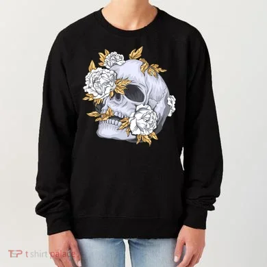 Skull White Flowers Women's Sweatshirt
