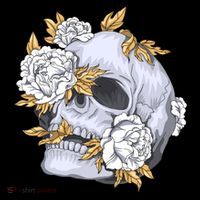 Skull White Flowers Bucket Hat thumb 4