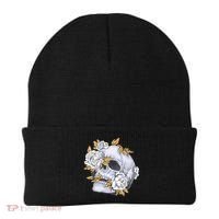 Skull White Flowers Beanie thumb 0