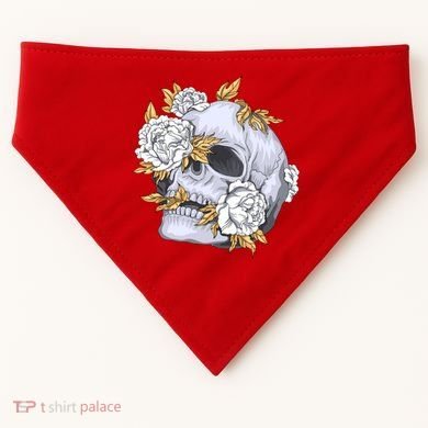 Skull White Flowers USA-Made Doggie Bandana