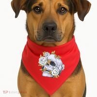 Skull White Flowers USA-Made Doggie Bandana thumb 1