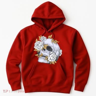 Skull White Flowers Hoodie