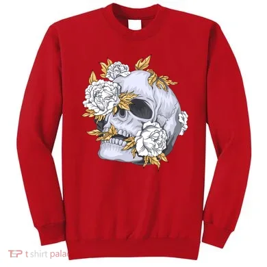 Skull White Flowers Sweatshirt