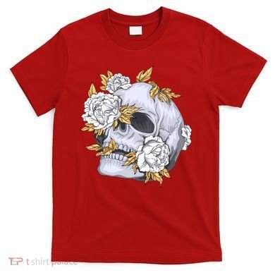 Skull White Flowers T-Shirt