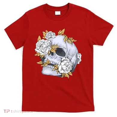 Skull White Flowers T-Shirt