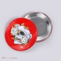 Skull White Flowers Button thumb 0