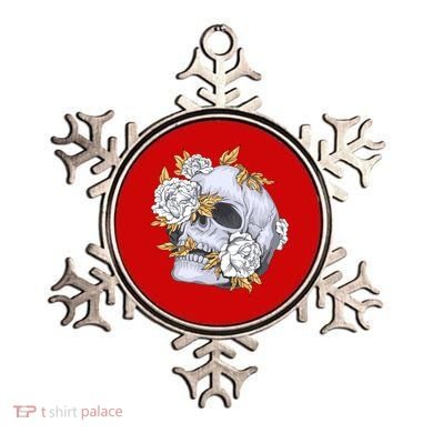 Skull White Flowers Ornament