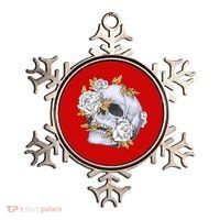 Skull White Flowers Ornament thumb 0
