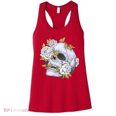 Skull White Flowers Women's Tank Top
