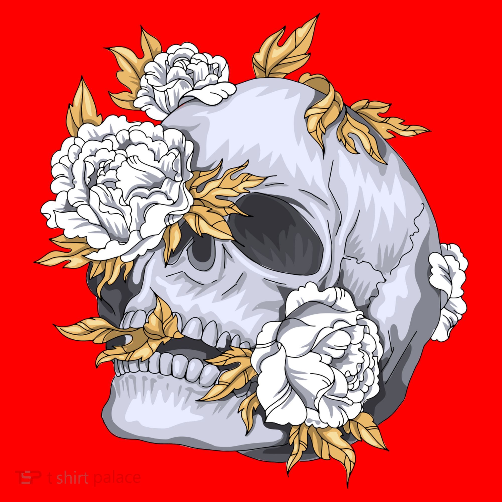 Skull White Flowers Baby Bodysuit