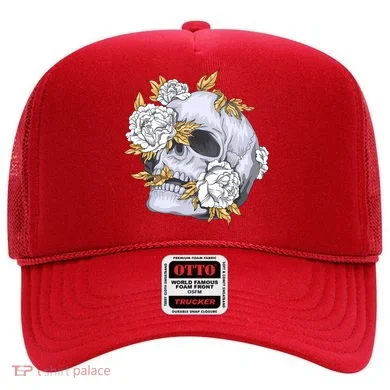 Skull White Flowers Hat