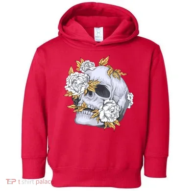 Skull White Flowers Toddler Hoodie