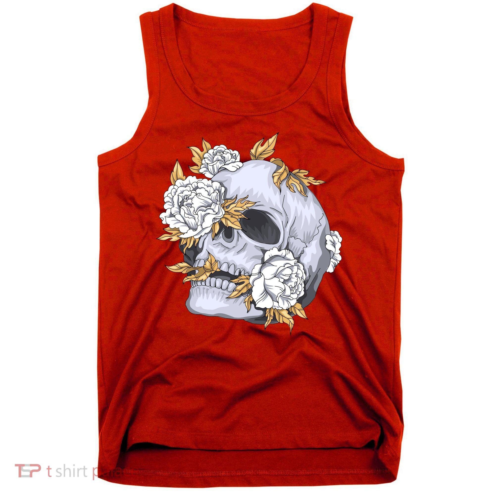 Skull White Flowers Tank Top