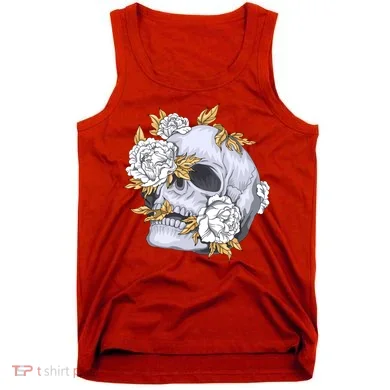 Skull White Flowers Tank Top