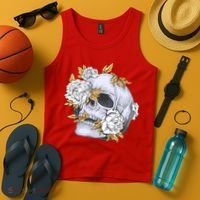 Skull White Flowers Tank Top thumb 4