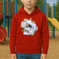 Skull White Flowers Kids Hoodie thumb 2