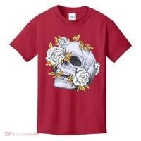 Skull White Flowers Kids T-Shirt thumb 0