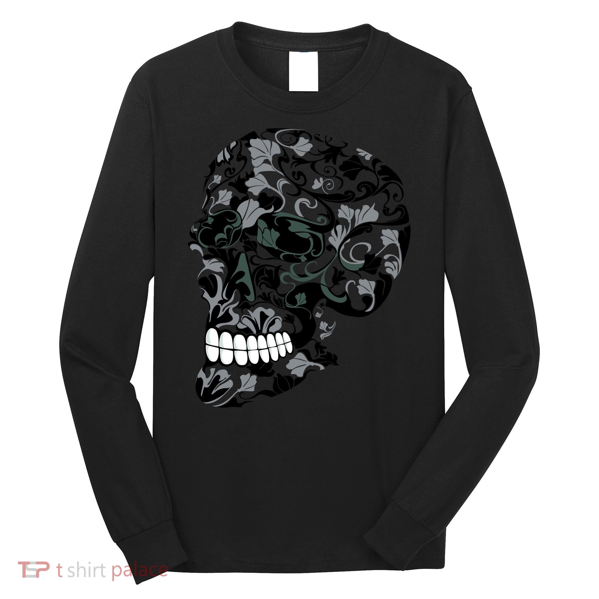 Skull With Flowers Day of the Dead Long Sleeve Shirt
