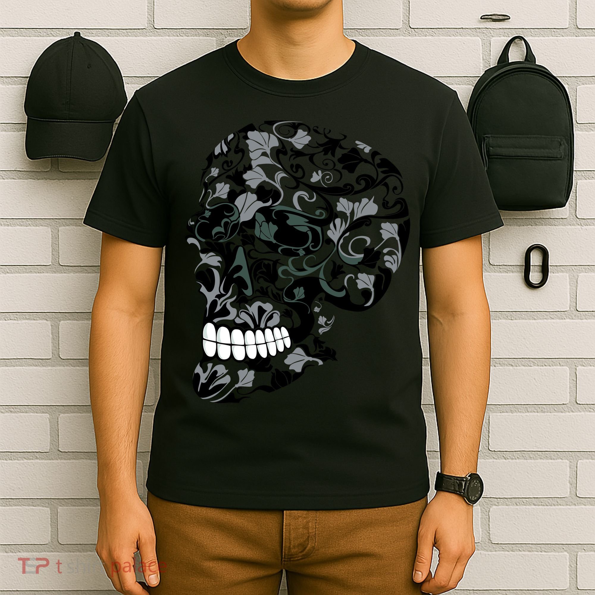 Skull With Flowers Day of the Dead T-Shirt