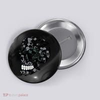 Skull With Flowers Day of the Dead Button thumb 0