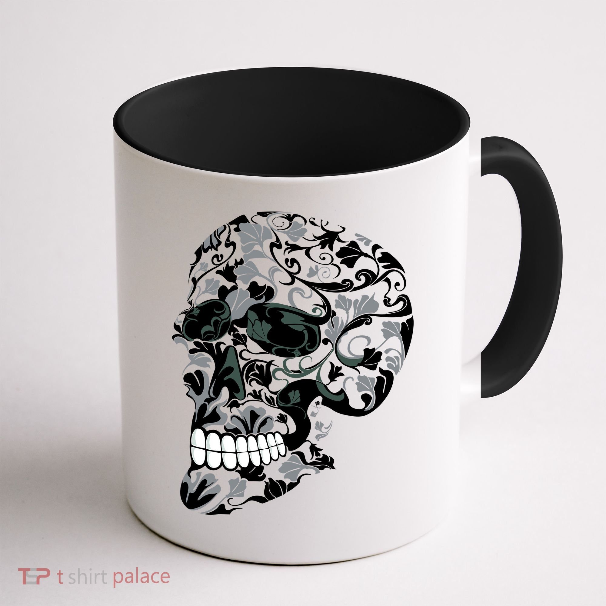 Skull With Flowers Day of the Dead Coffee Mug
