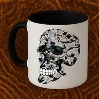 Skull With Flowers Day of the Dead Coffee Mug thumb 2