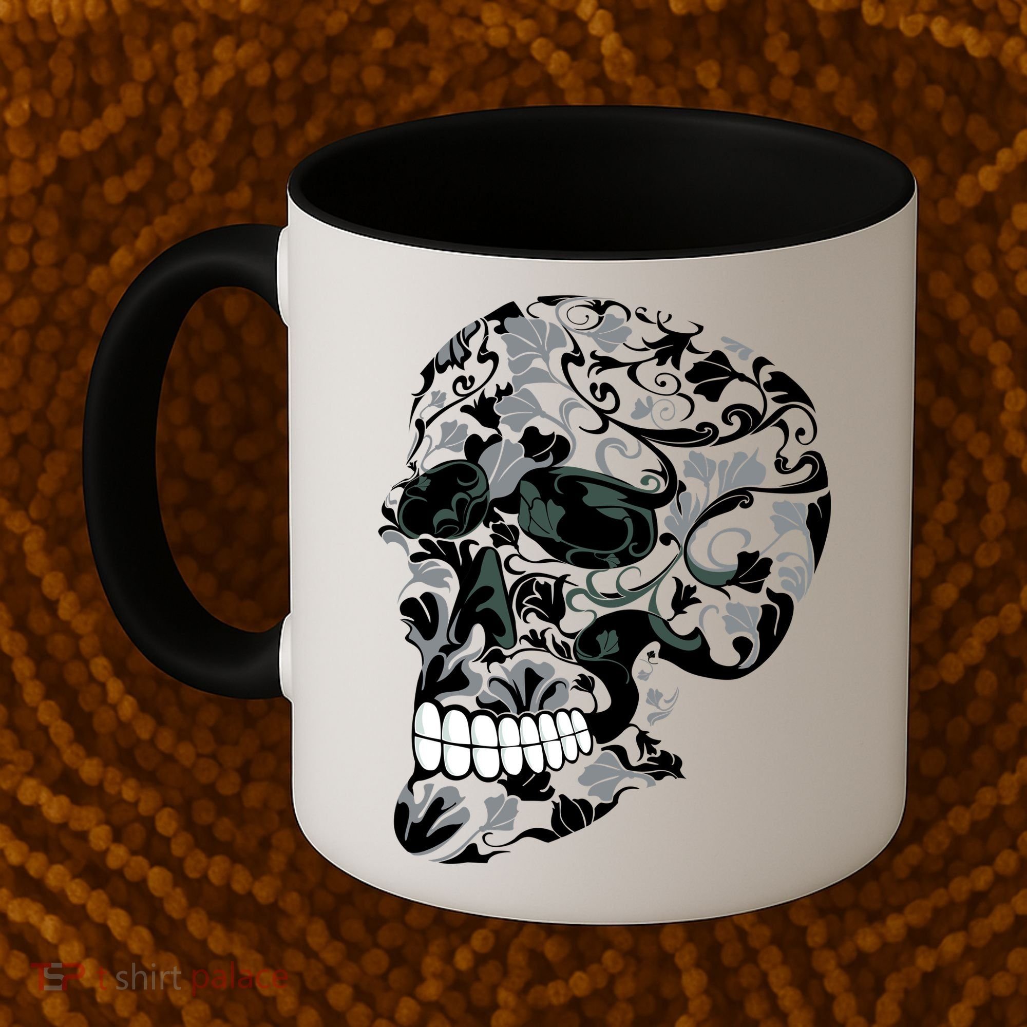 Skull With Flowers Day of the Dead Coffee Mug