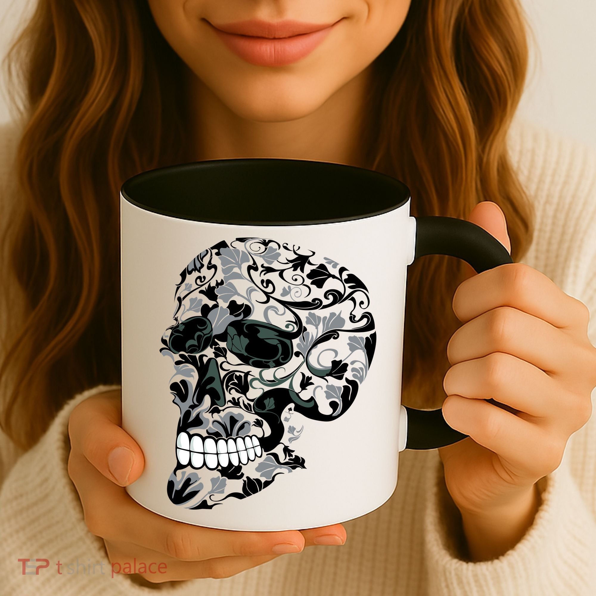 Skull With Flowers Day of the Dead Coffee Mug