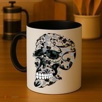 Skull With Flowers Day of the Dead Coffee Mug thumb 4