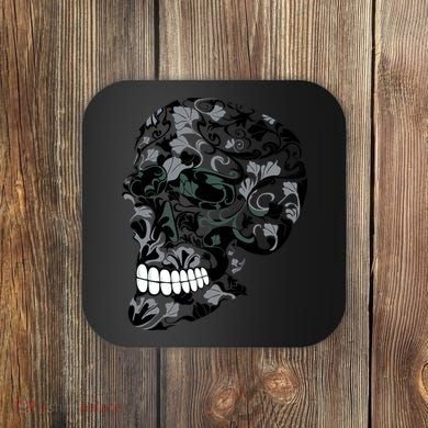 Skull With Flowers Day of the Dead Coaster