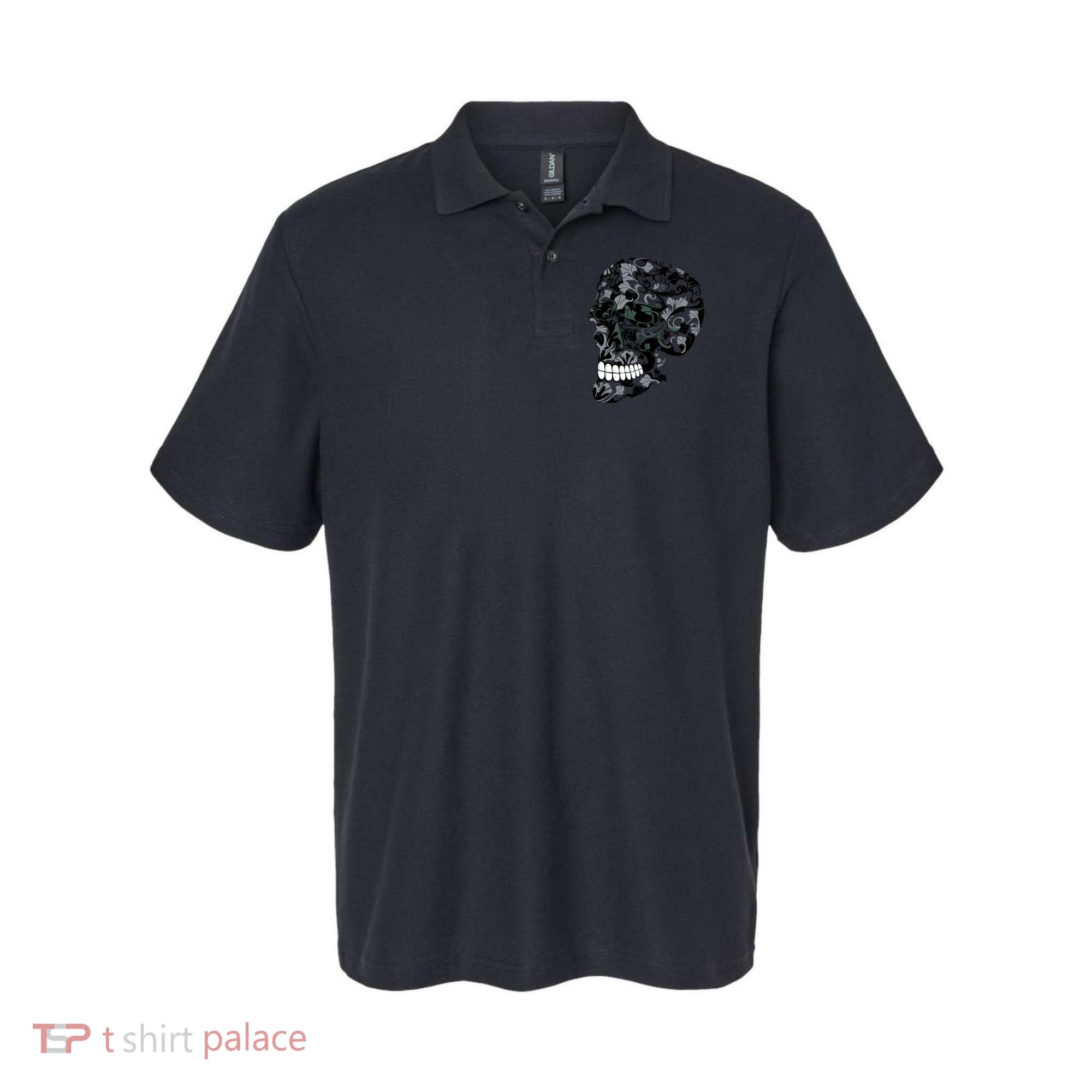 Skull With Flowers Day of the Dead Polo