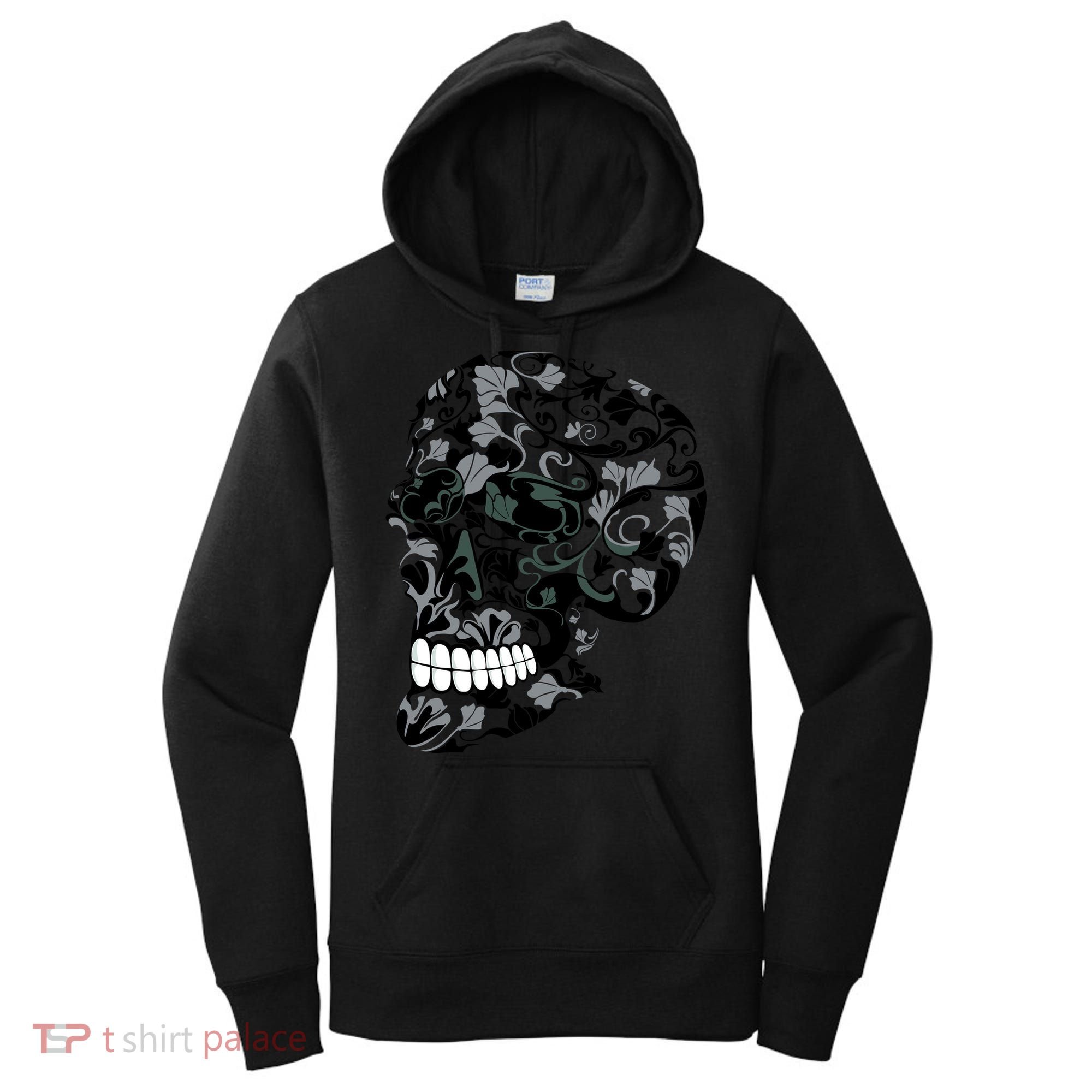 Skull With Flowers Day of the Dead Women's Hoodie