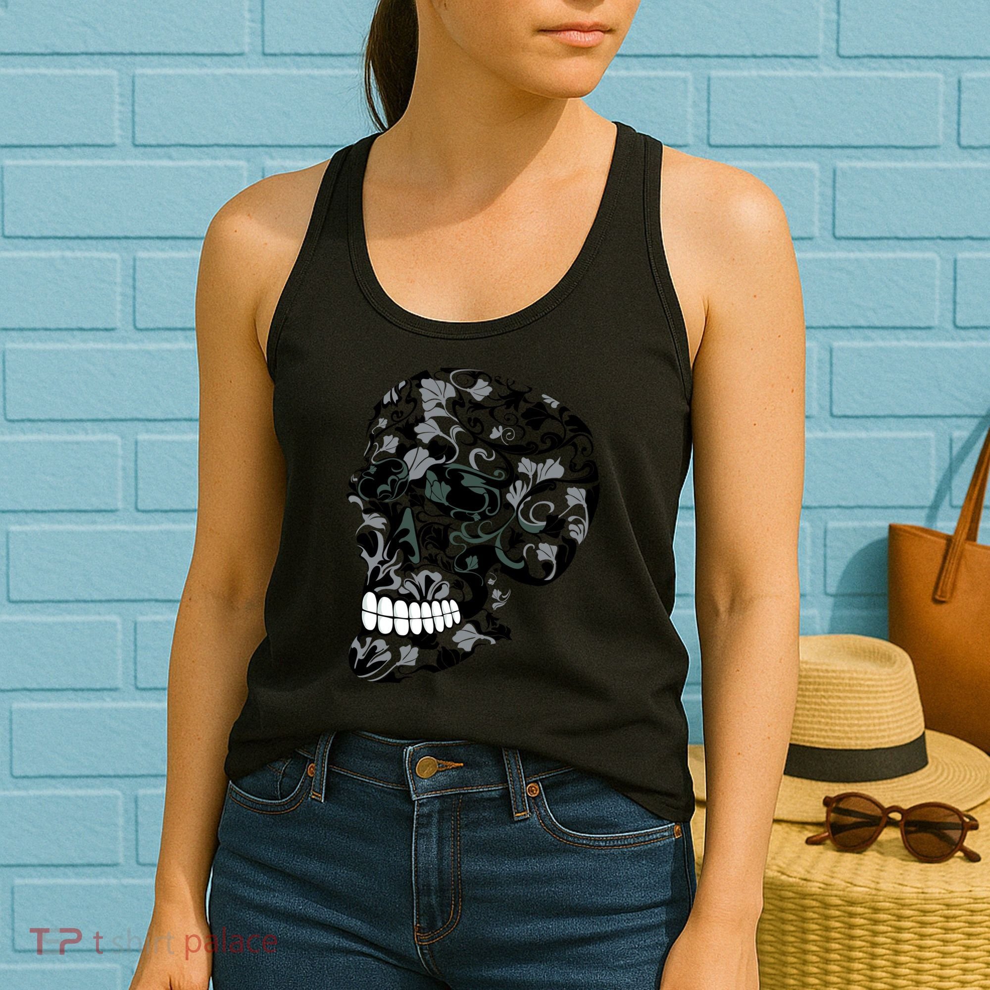 Skull With Flowers Day of the Dead Women's Tank Top