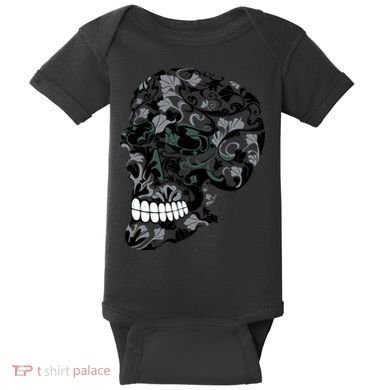 Skull With Flowers Day of the Dead Baby Bodysuit