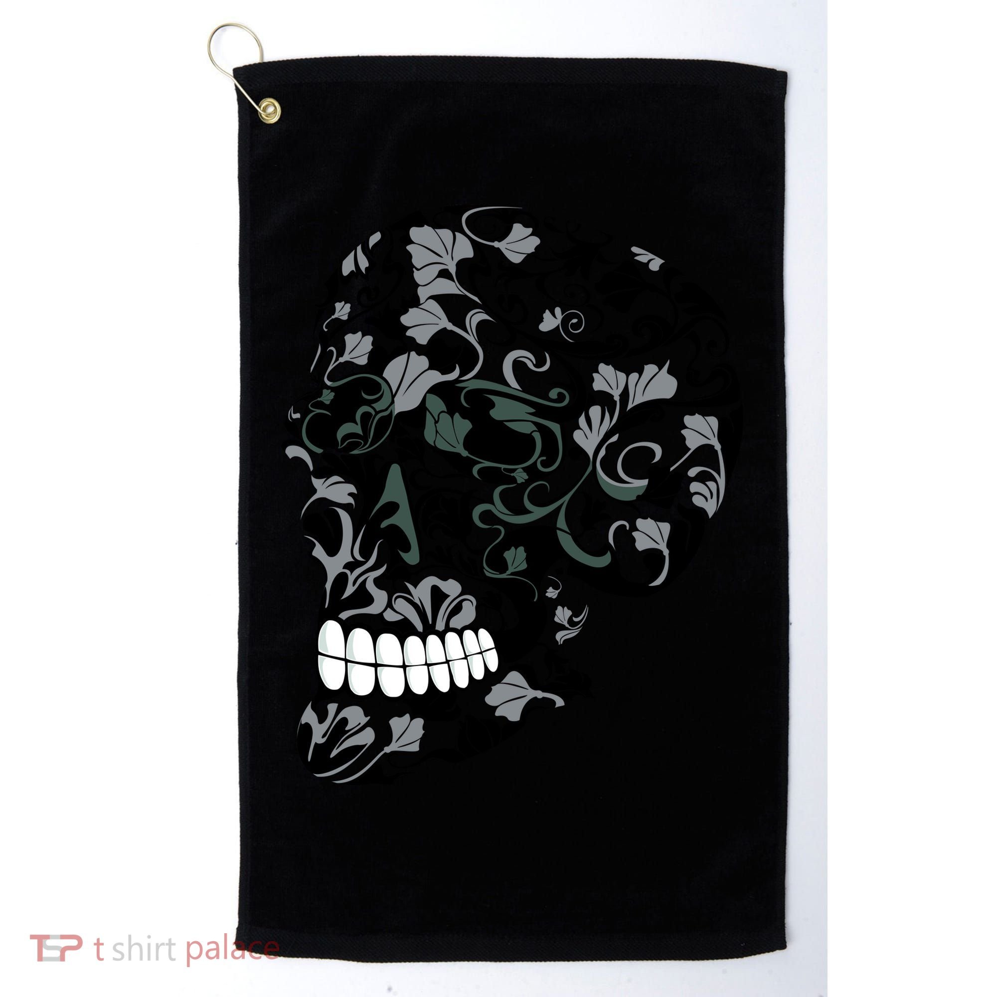 Skull With Flowers Day of the Dead Golf Towel