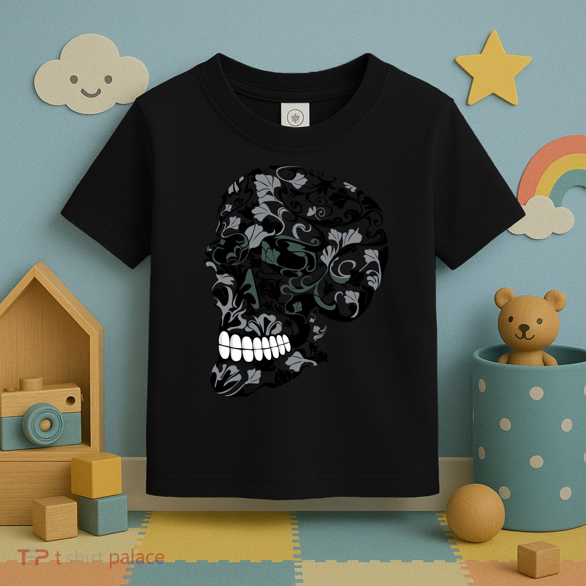 Skull With Flowers Day of the Dead Toddler T-Shirt