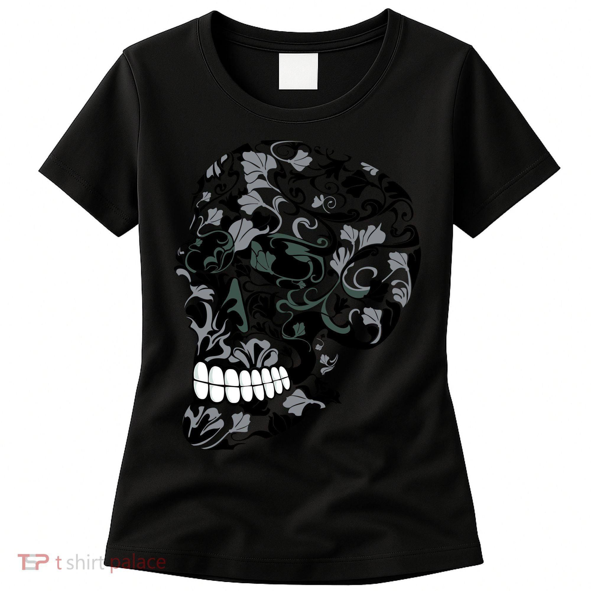 Skull With Flowers Day of the Dead Women's T-Shirt