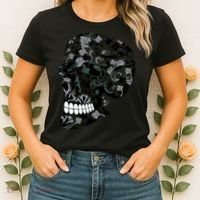 Skull With Flowers Day of the Dead Women's T-Shirt thumb 2