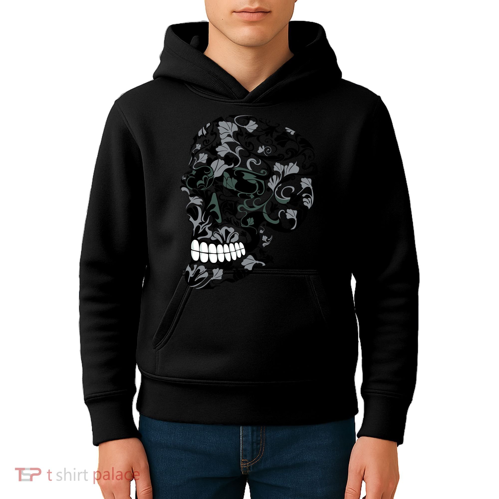 Skull With Flowers Day of the Dead Kids Hoodie