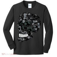Skull With Flowers Day of the Dead Kids Long Sleeve Shirt thumb 0