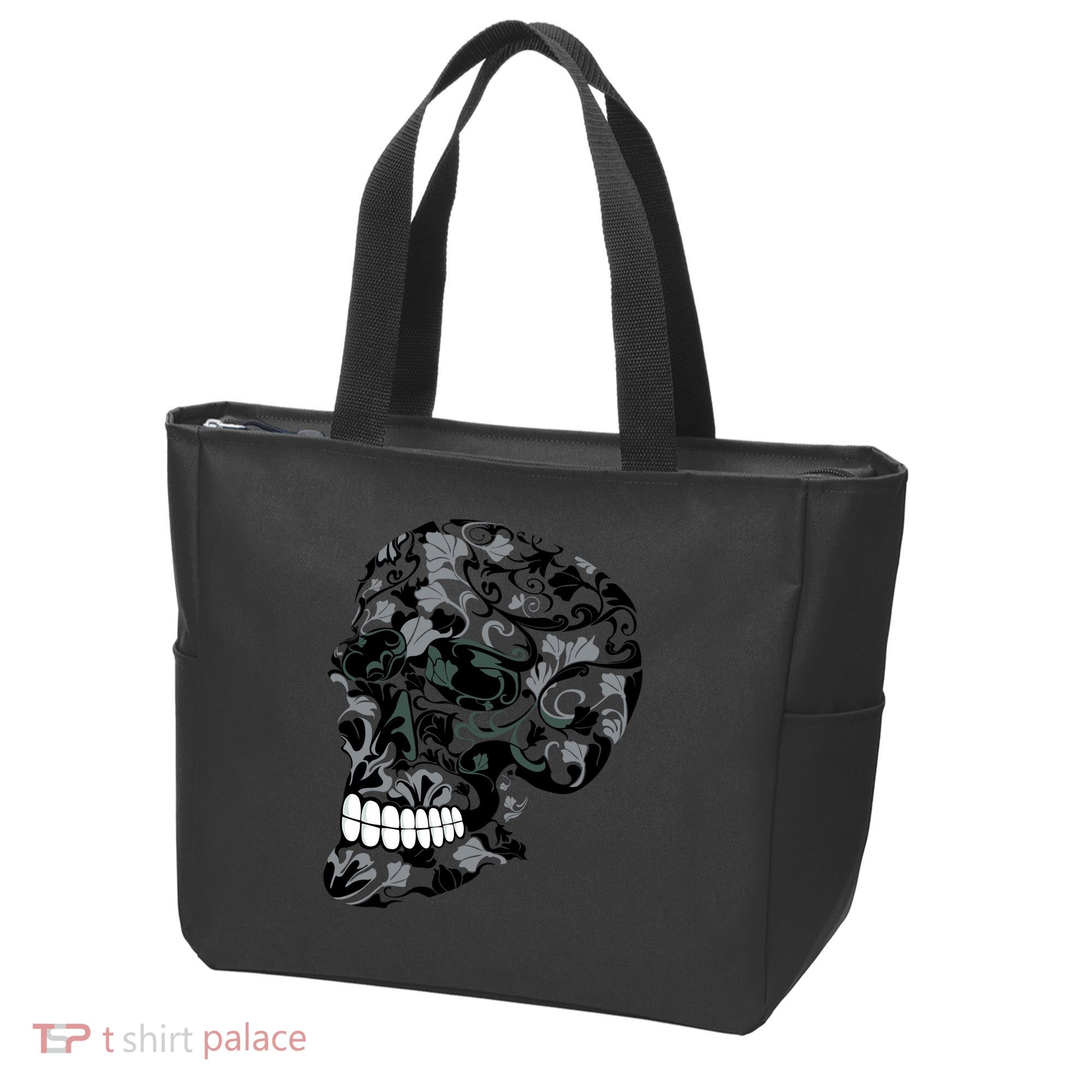 Skull With Flowers Day of the Dead Tote Bag
