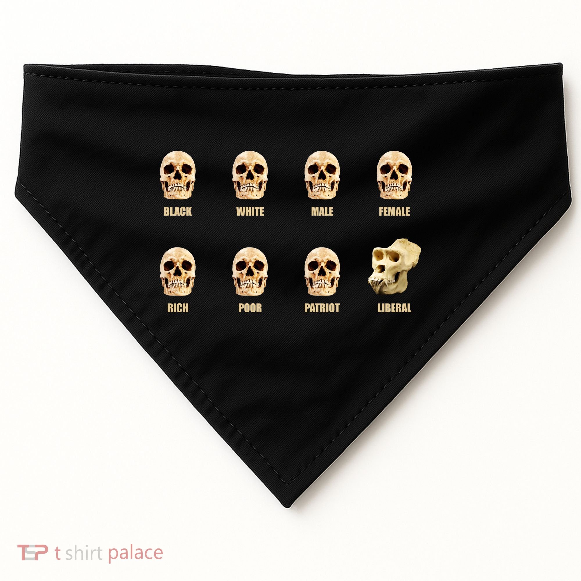 Skulls of Modern America Funny Liberal Monkey Skull USA-Made Doggie Bandana