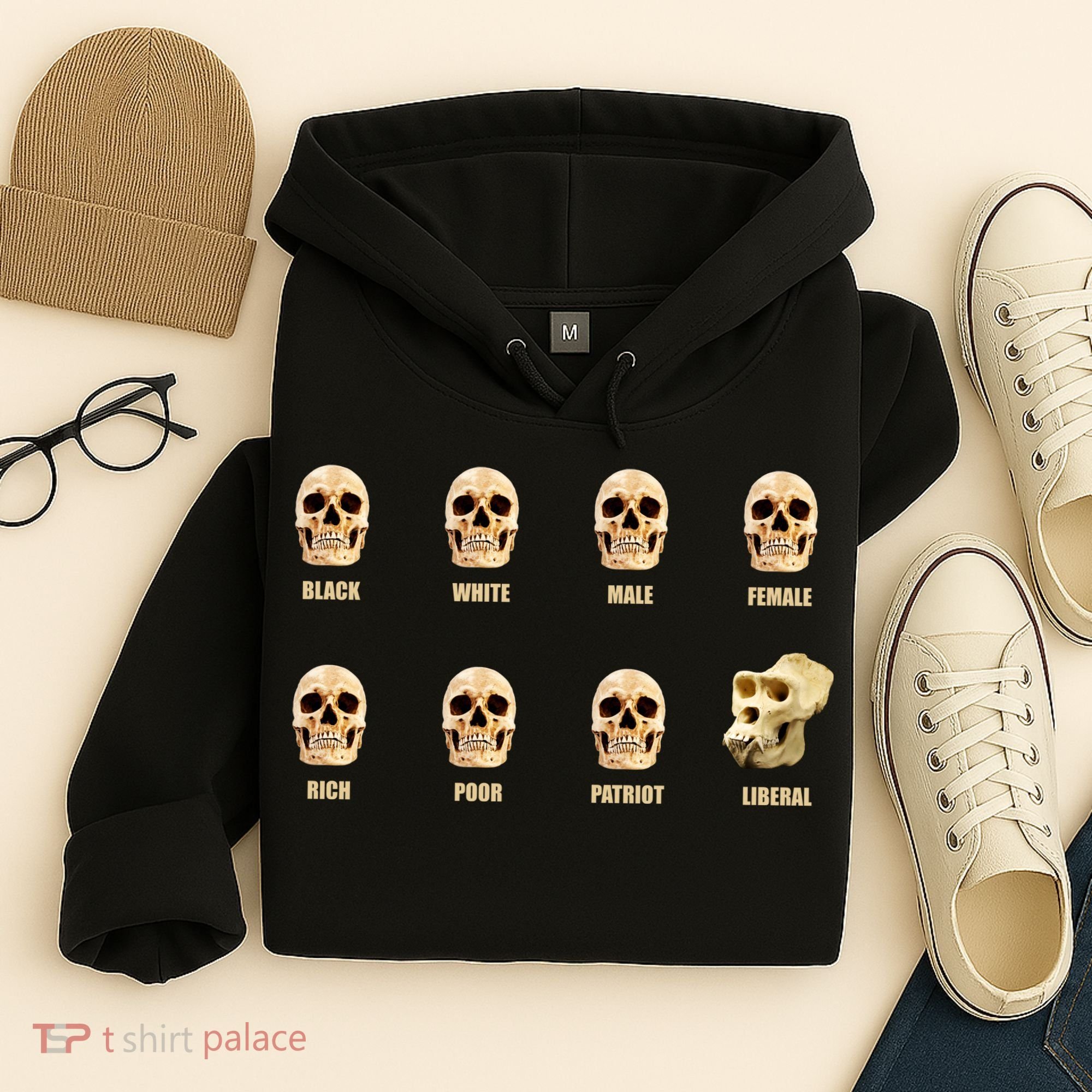 Skulls of Modern America Funny Liberal Monkey Skull Hoodie