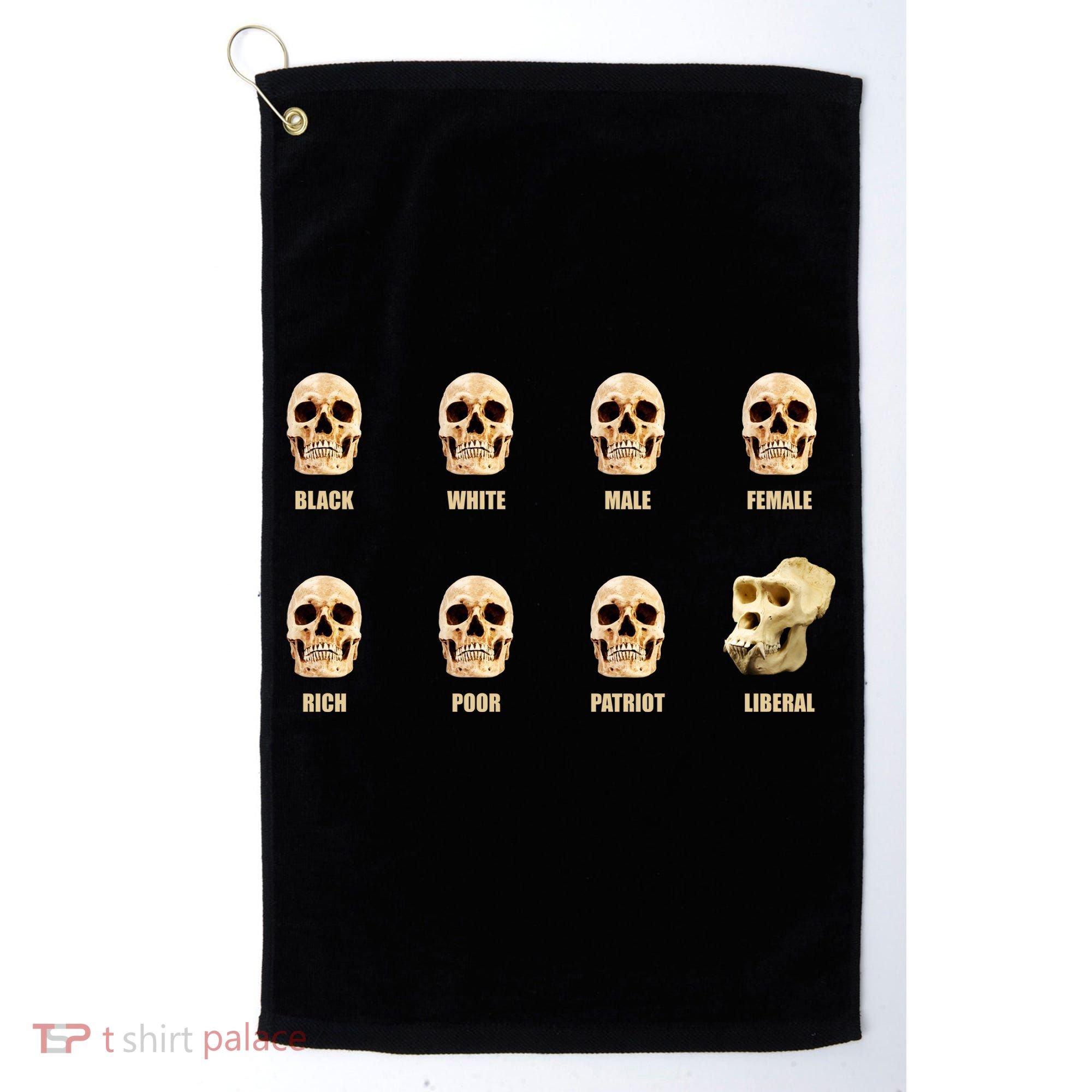 Skulls of Modern America Funny Liberal Monkey Skull Golf Towel