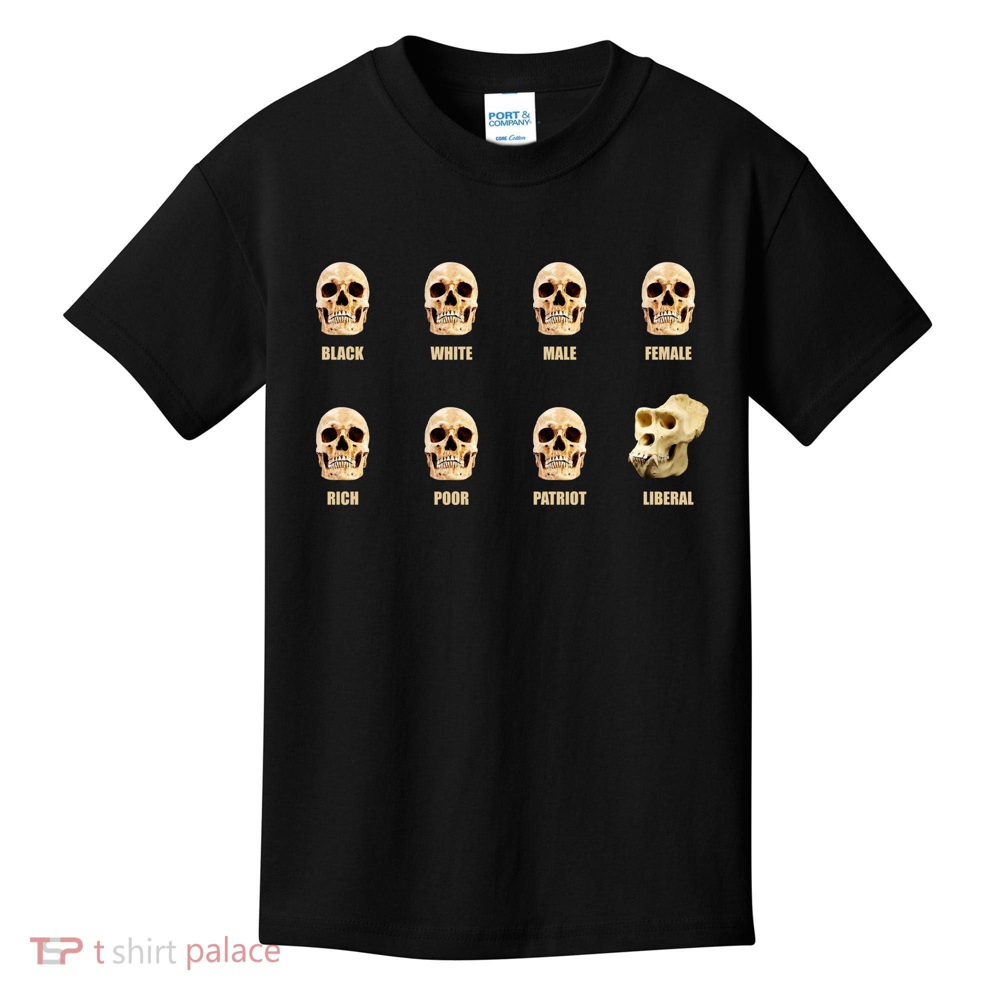 Skulls of Modern America Funny Liberal Monkey Skull Kids T-Shirt