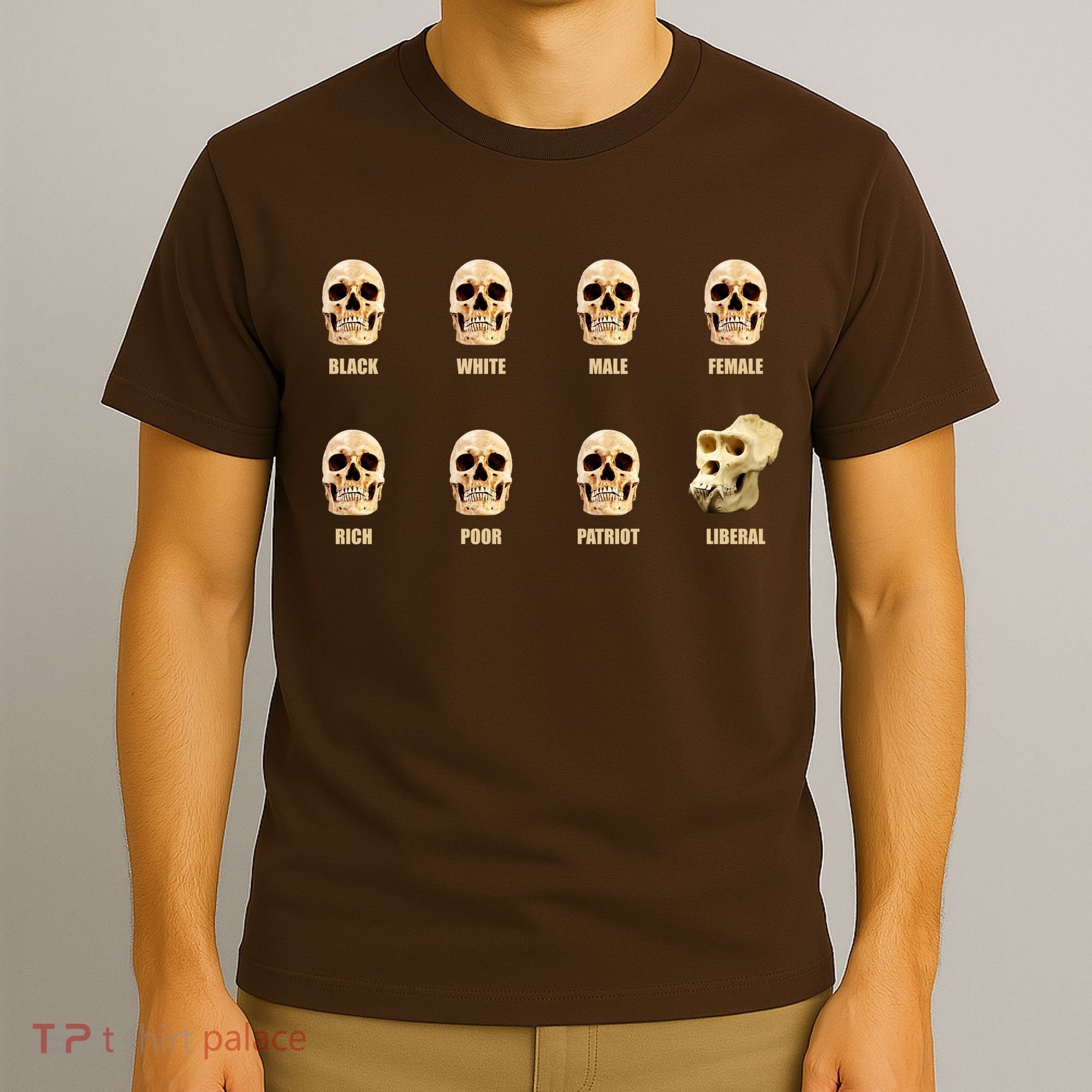 Skulls of Modern America Funny Liberal Monkey Skull T-Shirt